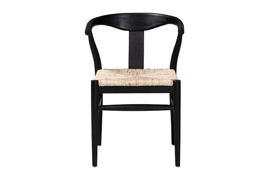 bali & pari - Fika Dining Chair - Fika-Black Wood/Abaca White Weaving-DC view 2