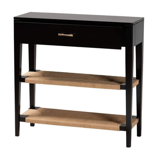 bali & pari - Freya Console Table in Black/Natural Brown/Brass - FIB3-Console view 2