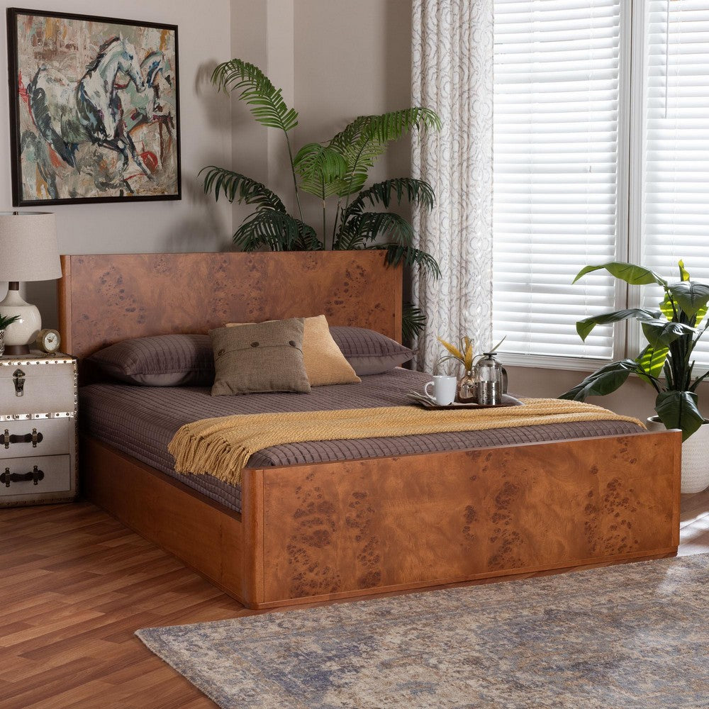 bali & pari - Fuentes Queen Size Bed in Light Cherry Mappa Burl - SW8651-Light Cherry/Mappa Burl Veneer-Queen view 7
