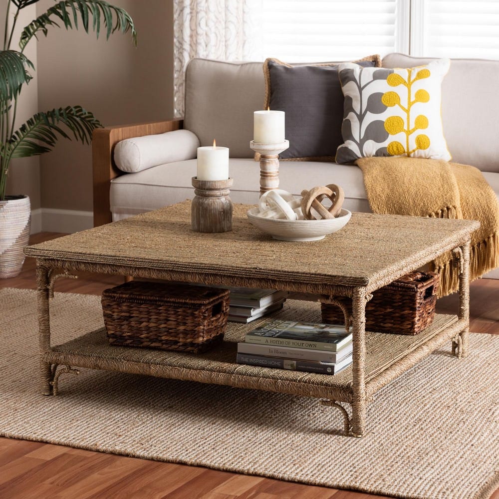 bali & pari - Ganit Coffee Table in Natural Brown - F248-FT5-Seagrass-Coffee Table view 6