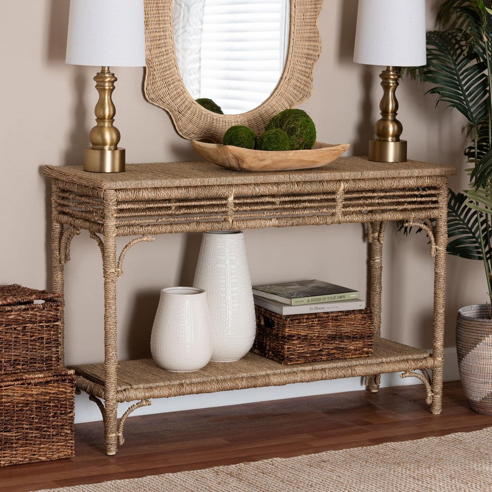 bali & pari - Ganit Console Table in Natural Brown - F248-FT3-Seagrass-Console Table view 7