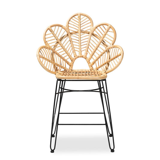 bali & pari - Garan Counter Stool in Natural Brown/Black - Leaf-Rattan-CS view 2