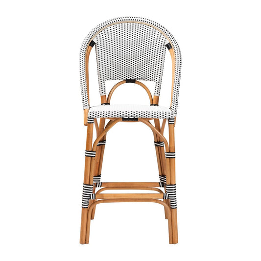 bali & pari - Genica Bar Stool in Black/White/Natural Rattan - DC613-Rattan-Black/White-BS No Arm view 2