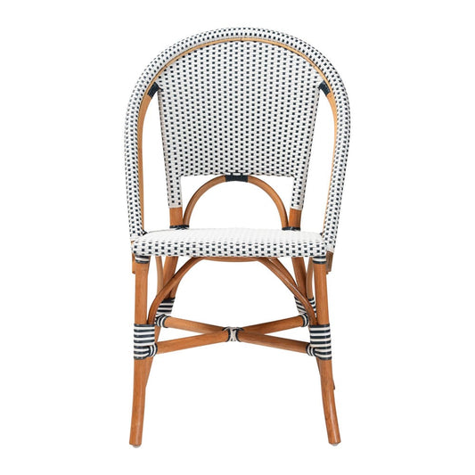 bali & pari - Genica Bistro Chair in Navy Blue/White/Natural Rattan - DC613-Rattan-Navy/White-DC No Arm view 2