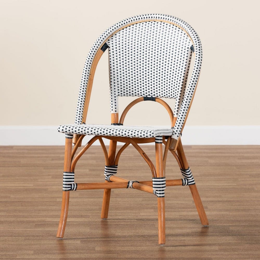 bali & pari - Genica Bistro Chair in Navy Blue/White/Natural Rattan - DC613-Rattan-Navy/White-DC No Arm view 9