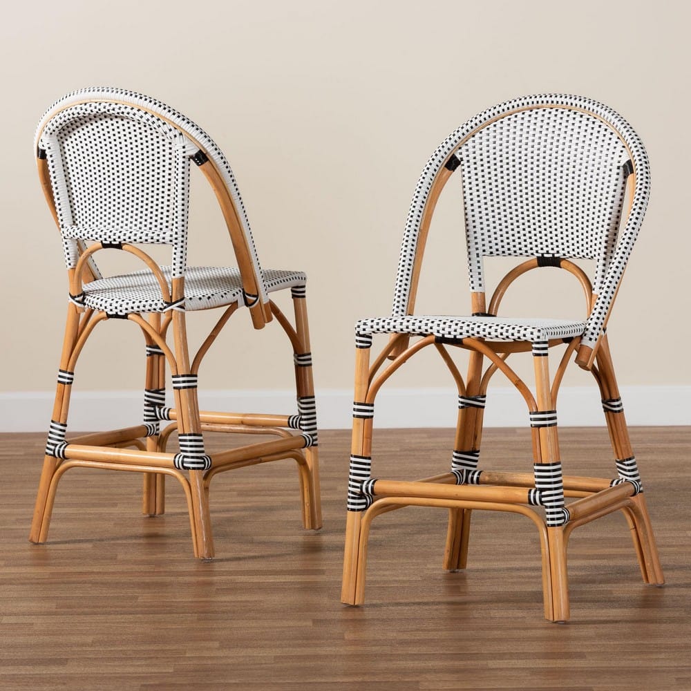 bali & pari - Genica Set of 2 Counter Stools in Black/White/Natural Rattan - DC613-Rattan-Black/White-CS No Arm view 8