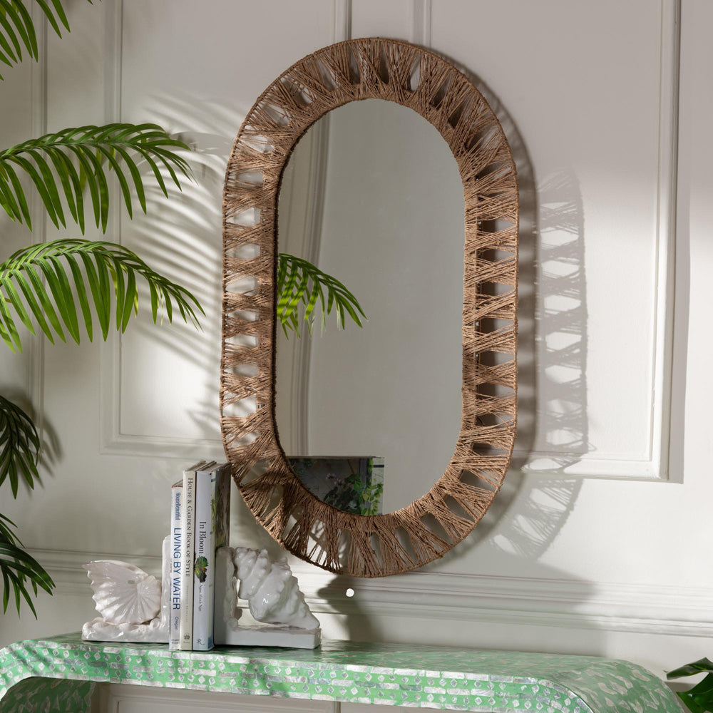 bali & pari - Geona Mirror in Natural Brown - F232-FT28-Jute-Mirror view 3