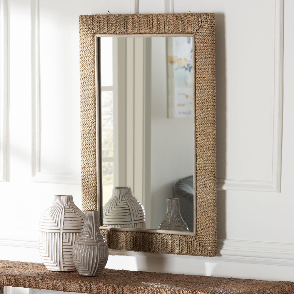 bali & pari - Geralyn Mirror in Natural Seagrass - WS098-Natural Rattan-Mirror view 3