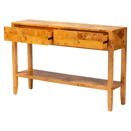 bali & pari - Ghina Console Table in Light Mappa Burl - SVN-1518-Natural Burl Op1-Ghina-Console Table view 2