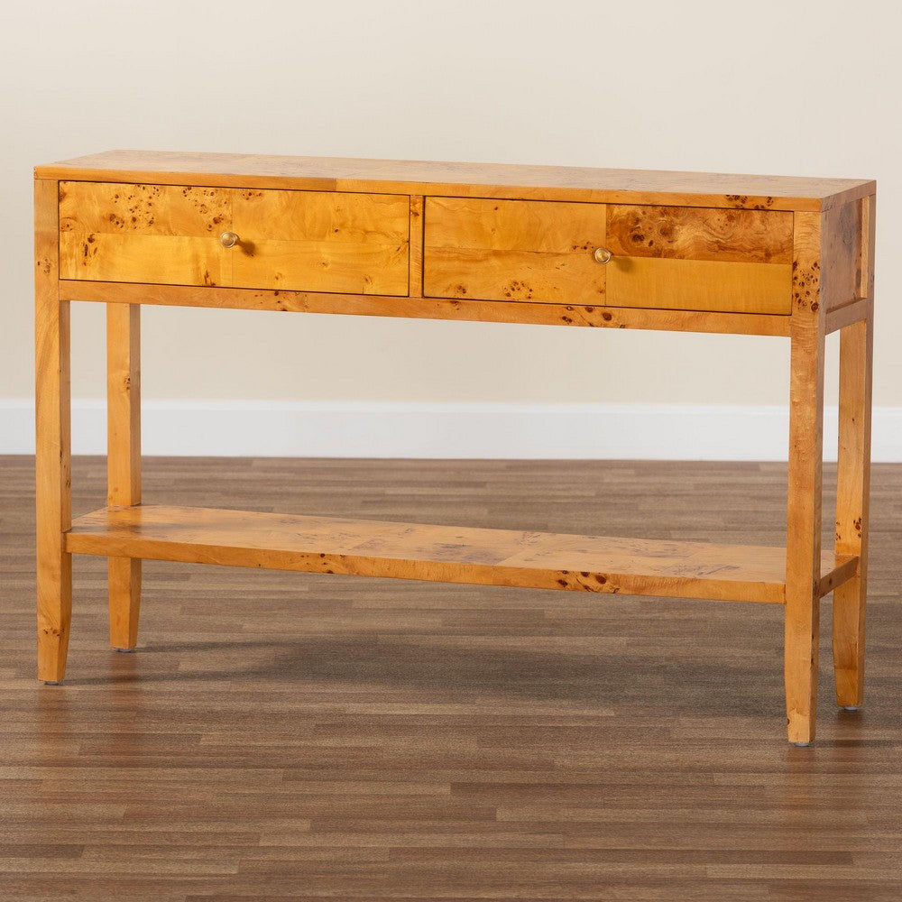 bali & pari - Ghina Console Table in Light Mappa Burl - SVN-1518-Natural Burl Op1-Ghina-Console Table view 9