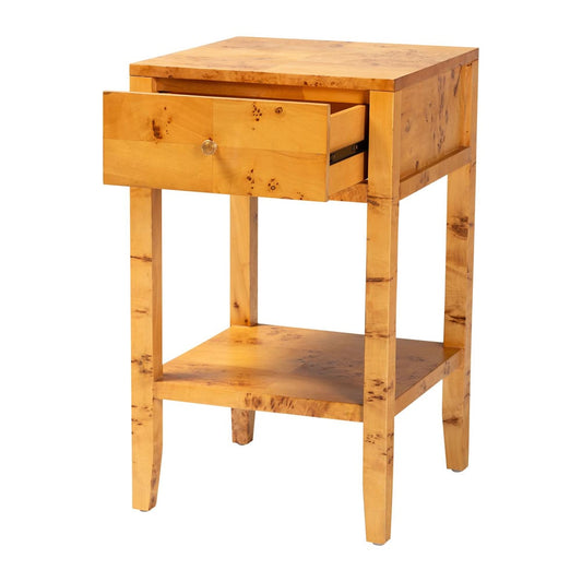 bali & pari - Ghina Nightstand in Light Mappa Burl - SVN-1517B-Natural Burl Op1-Ghina-NS view 2