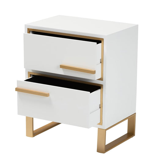 bali & pari - Giolla End Table in White/Gold - JY21A014-Wood/Metal-White/Gold-ET view 2