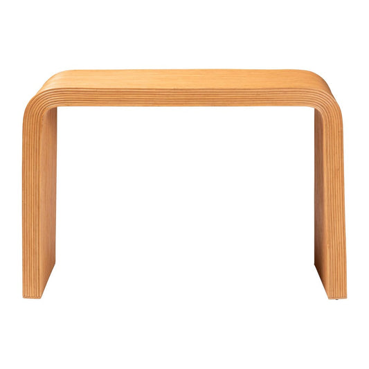 bali & pari - Guevara Console Table in Light Honey - Waterfall Model 1-Light Honey-Rattan-Console Table view 2