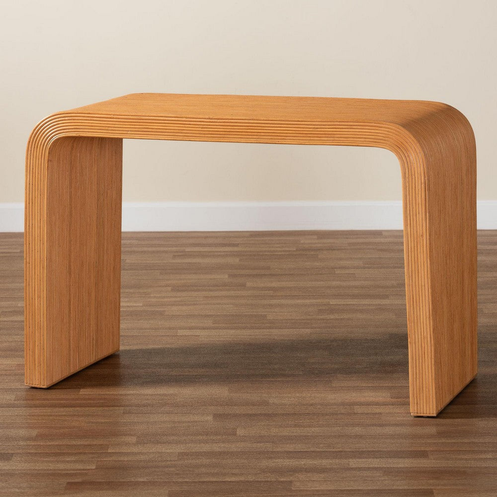 bali & pari - Guevara Console Table in Light Honey - Waterfall Model 1-Light Honey-Rattan-Console Table view 7