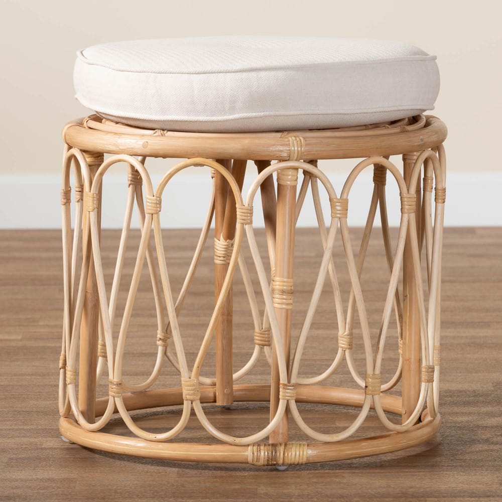 bali & pari - Hachiro Ottoman Footstool in Natural/White - WS073-Natural Rattan-Stool view 6