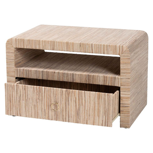 bali & pari - Hannah Nightstand in Natural - Hannah-Natural Woven Grasscloth-NS view 2