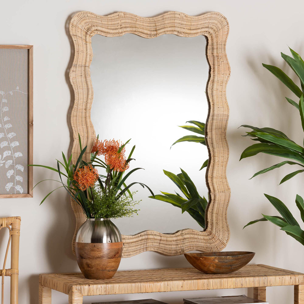 bali & pari - Hasana Mirror in Natural - WS089-Natural Rattan Frame-Mirror view 3
