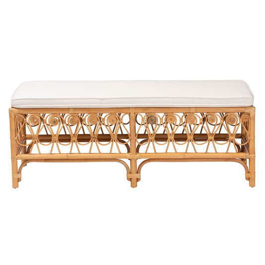 bali & pari - Ibiza Bench in White/Light Honey - Ibiza-Light Honey Rattan-Bench view 2