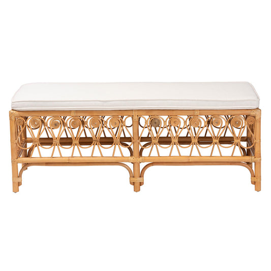 bali & pari - Ibiza Bench in White/Light Honey - Ibiza-Light Honey Rattan-Bench view 2