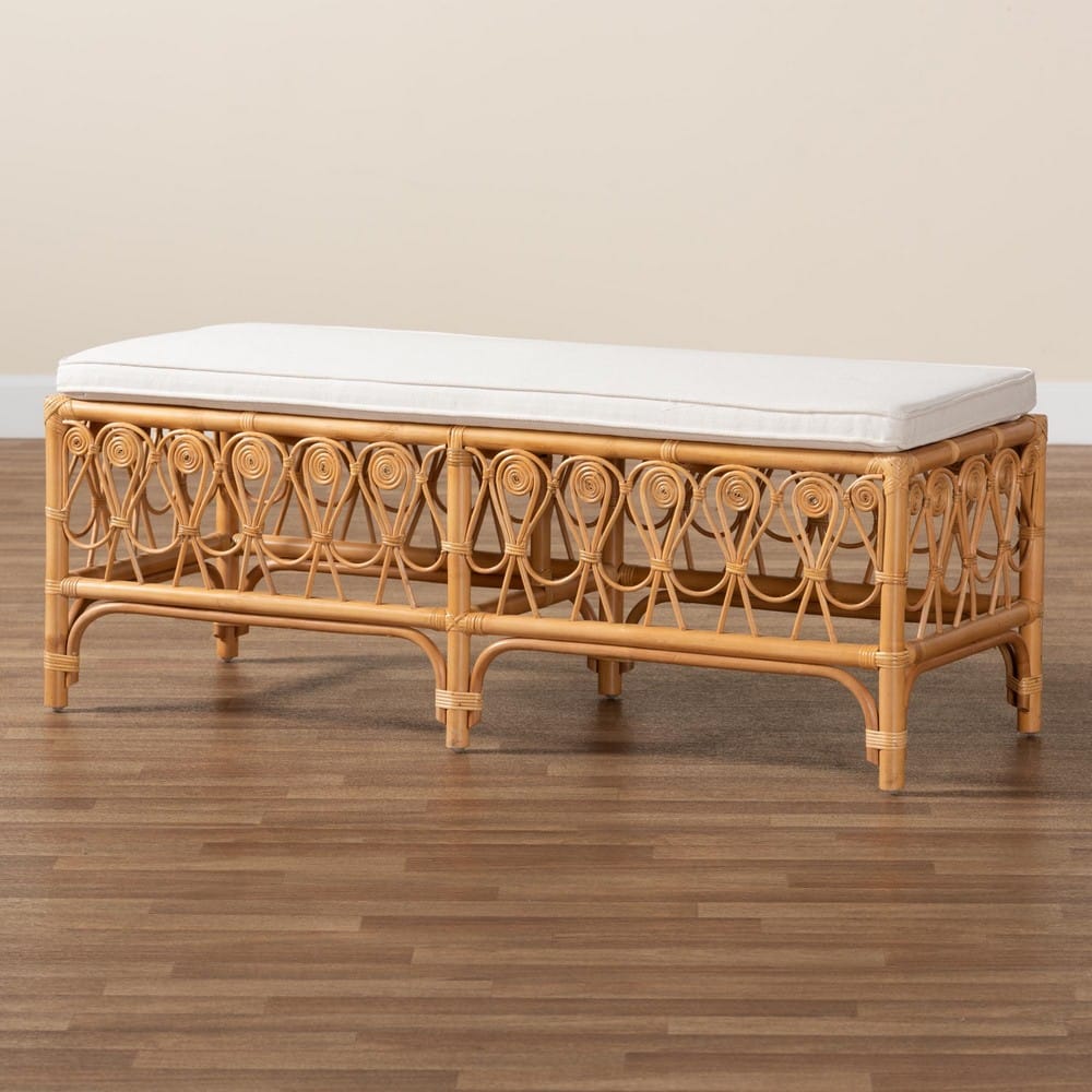 bali & pari - Ibiza Bench in White/Light Honey - Ibiza-Light Honey Rattan-Bench view 7