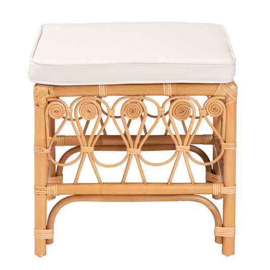 bali & pari - Ibiza Footstool in White/Light Honey - Ibiza-Light Honey Rattan-Stool view 2