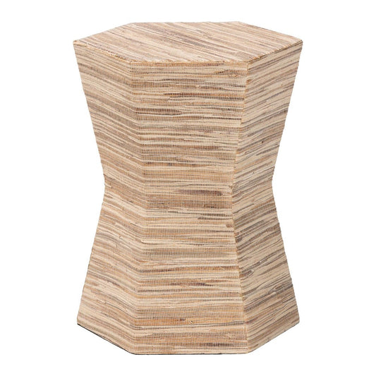 bali & pari - Idana End Table in Natural - Natural Woven Mendong-Hexagon-ET view 2
