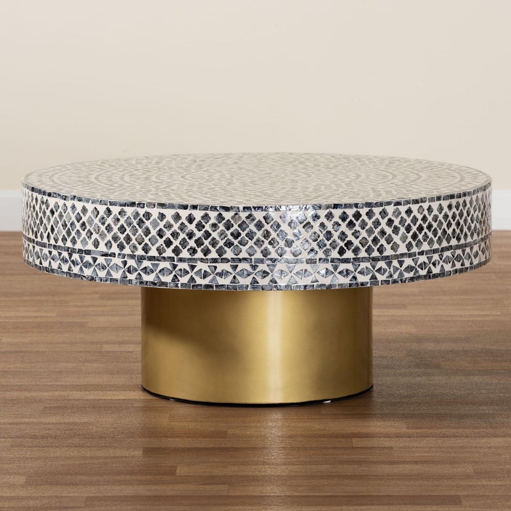 bali & pari - Idra Coffee Table in Mosaic Black/White/Gold - F242-FT15-Coffee Table view 7