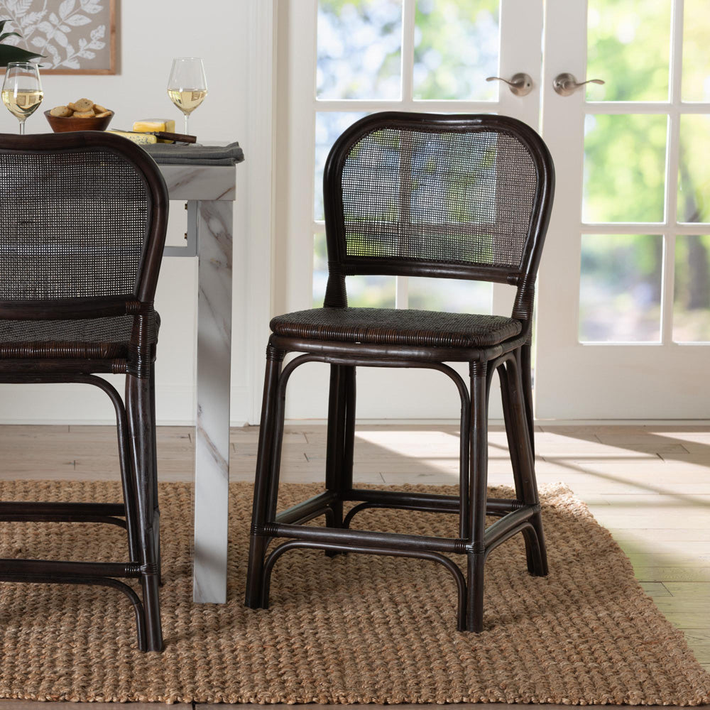 bali & pari - IreneCounter Stool in Espresso - Irene-Coffee Bean-Rattan-CS view 8