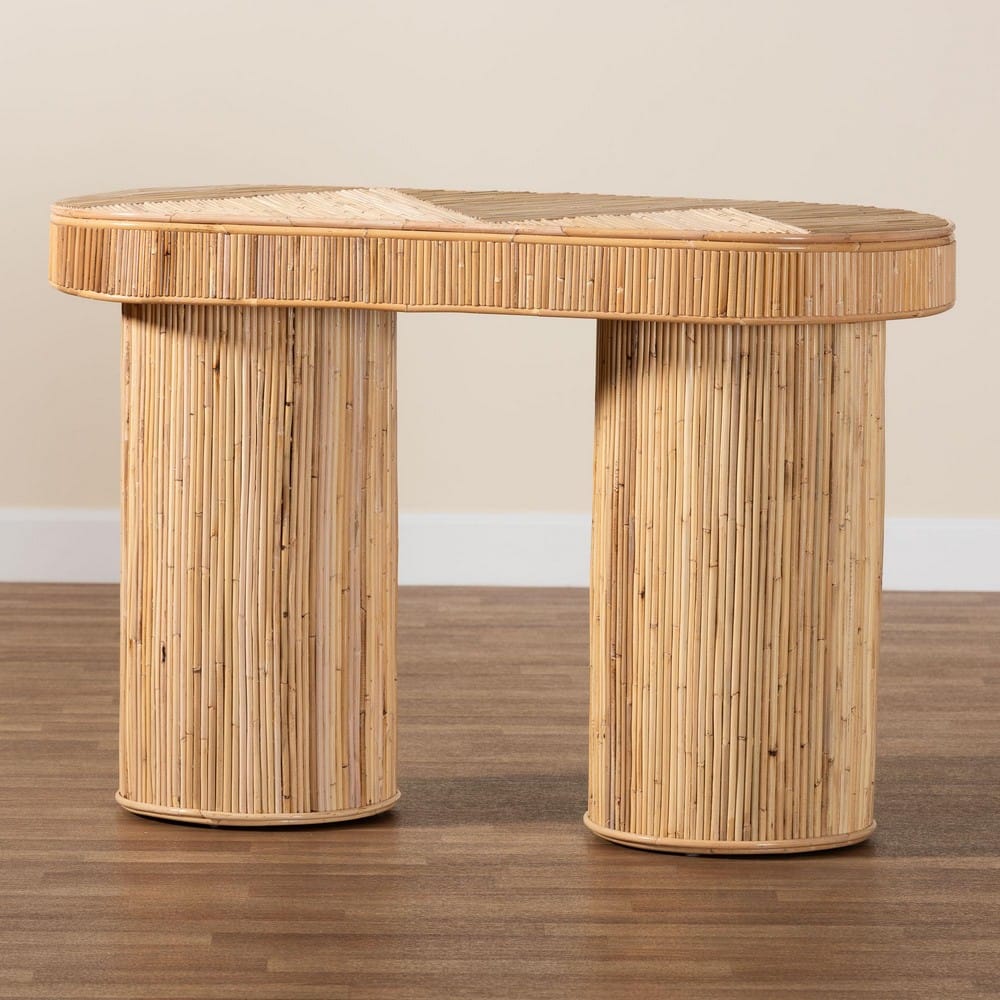 bali & pari - Iryna Console Table in Light honey - Iowai-Natural Rattan-Console Table view 8