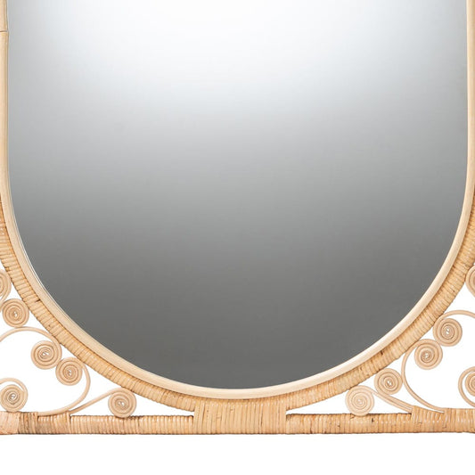 bali & pari - Isley Mirror in Natural Brown - RMWH03-Rattan Mirror view 2