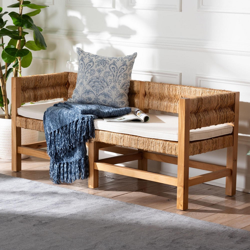 bali & pari - Ismael Bench in Natural Brown - MD39884-Natural Wooden-Cushion-Bench view 8