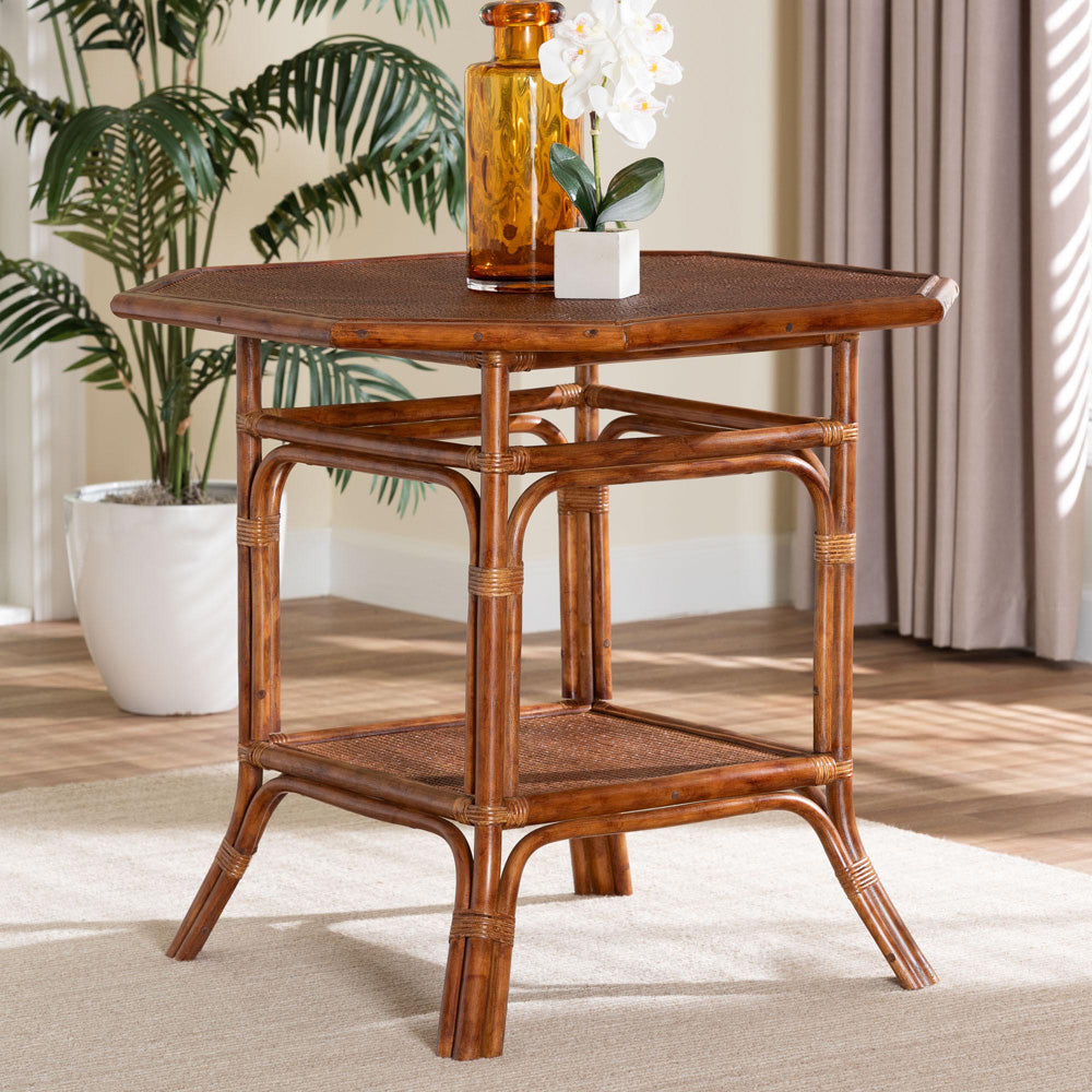 bali & pari - Jayanti Dining Table in Marbled Tortoise Brown - WS211-Tortoise-Rattan-DT view 6