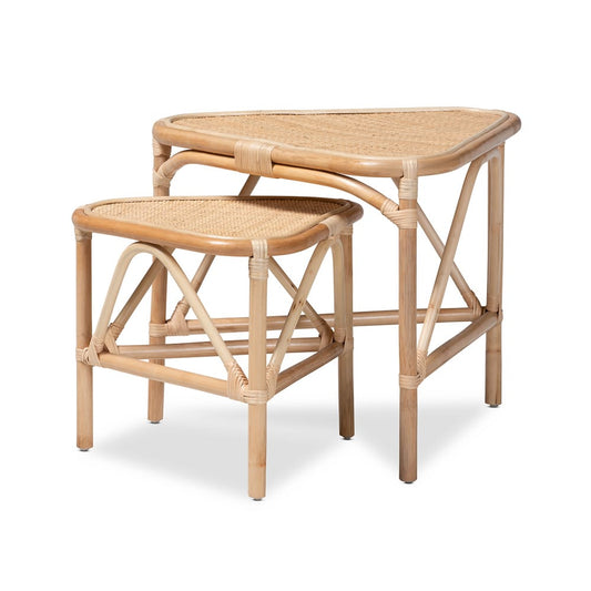 bali & pari - Jayden Set of 2 End Tables in Natural Brown - Jayden-Rattan-ET Set view 2
