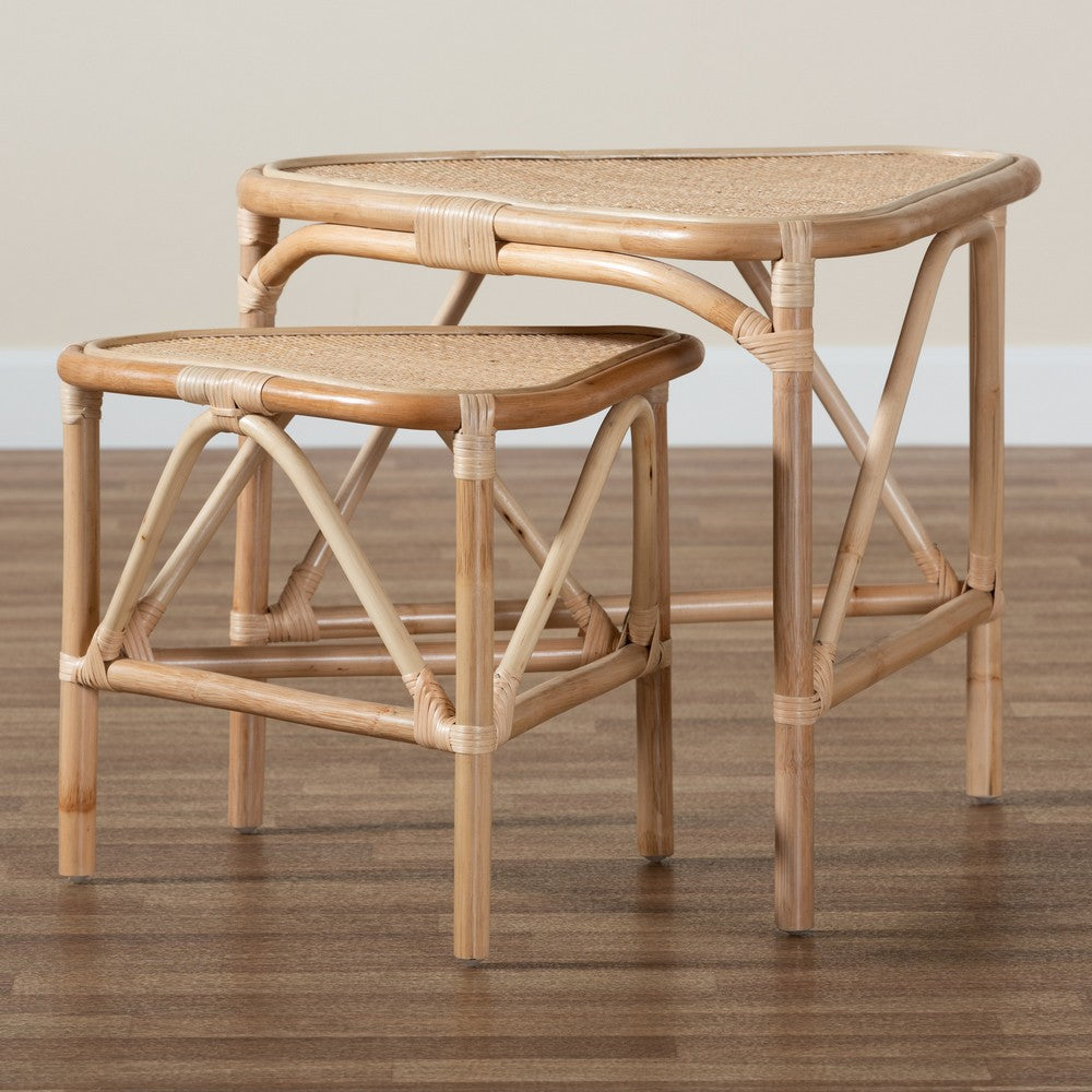 bali & pari - Jayden Set of 2 End Tables in Natural Brown - Jayden-Rattan-ET Set view 7