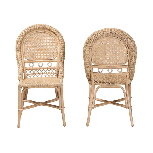 bali & pari - Jelita Set of 2 Dining Chairs in Natural Brown - Jelita-Rattan-DC view 2