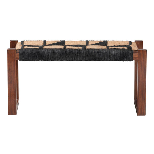 bali & pari - Jerilyn Bench in Navy Blue/Brown/Natural Brown - F232-FT23-Navy Blue/Brown Triangle Pattern-Bench view 2