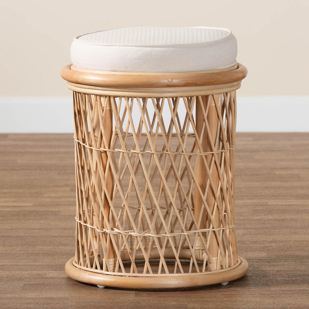 bali & pari - Junius Ottoman Footstool in Natural/White - WS071-Natural Rattan-Stool view 6
