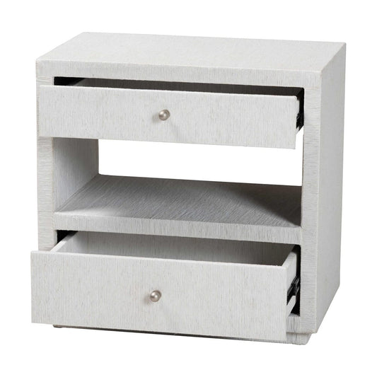 bali & pari - Kai End Table in White - KAI-2 Drawer-White-End Table view 2