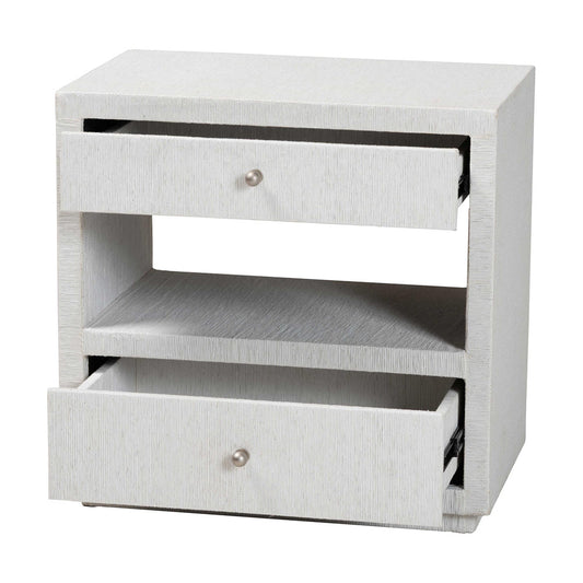 bali & pari - Kai End Table in White - KAI-2 Drawer-White-End Table view 2