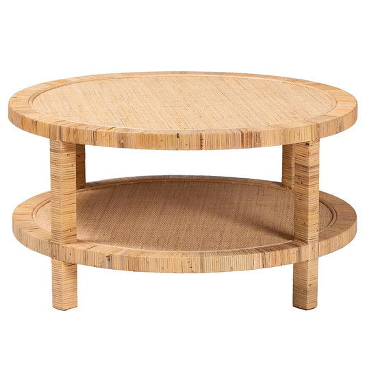 bali & pari - Kalimantan Coffee Table in Light Honey - KALIMANTAN-Light Honey Round-Rattan-Coffee Table view 2