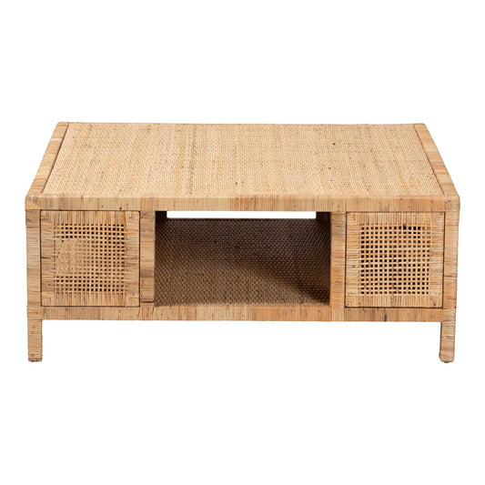 bali & pari - Kalimantan Console Table in Light Honey - KALIMANTAN-Square-Rattan-Coffee Table view 2
