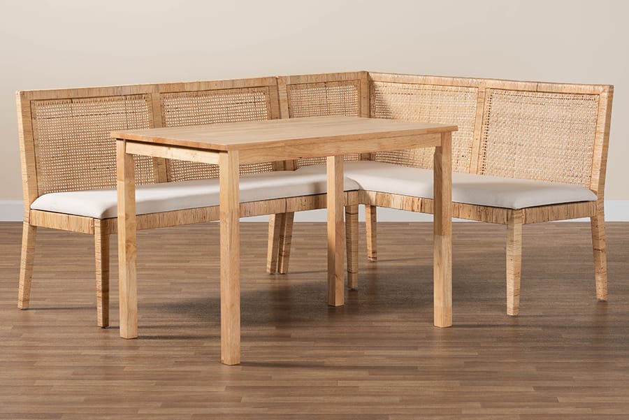 bali & pari - Kalimantan Dining Set in Light Honey/White - Kalimantan-Light Honey Rattan-3PC Dining Set view 10
