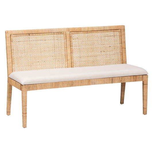 bali & pari - Kalimantan Set of 2 Corner Benches in Light Honey/White - Kalimantan-Light Honey Rattan-2PC Bench Set view 2