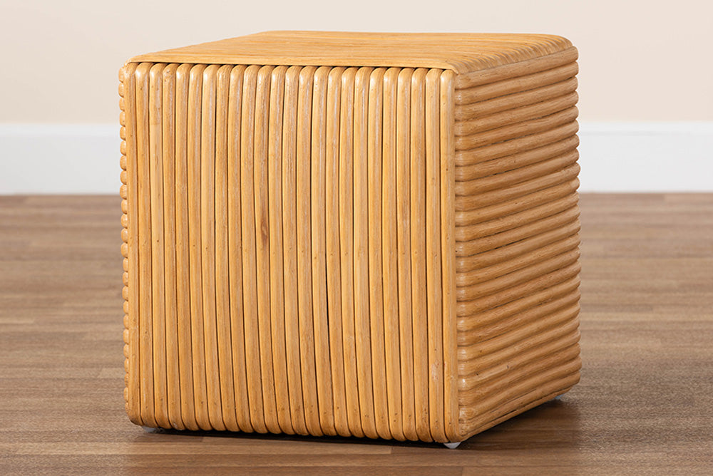 bali & pari - Karina Footstool - KARINA-Wooden/Light Honey Rattan-Stool view 7
