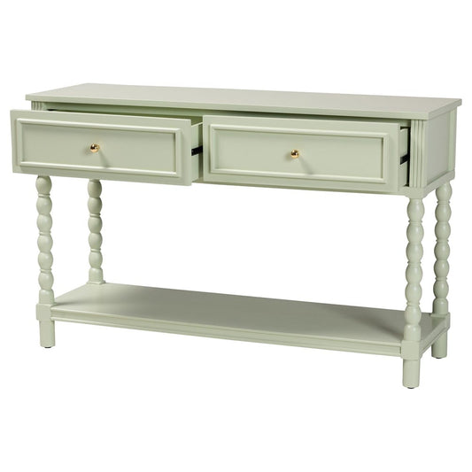 bali & pari - Karnia Console Table in Mint Green - Karnia-Green-Wooden-Console Table view 2