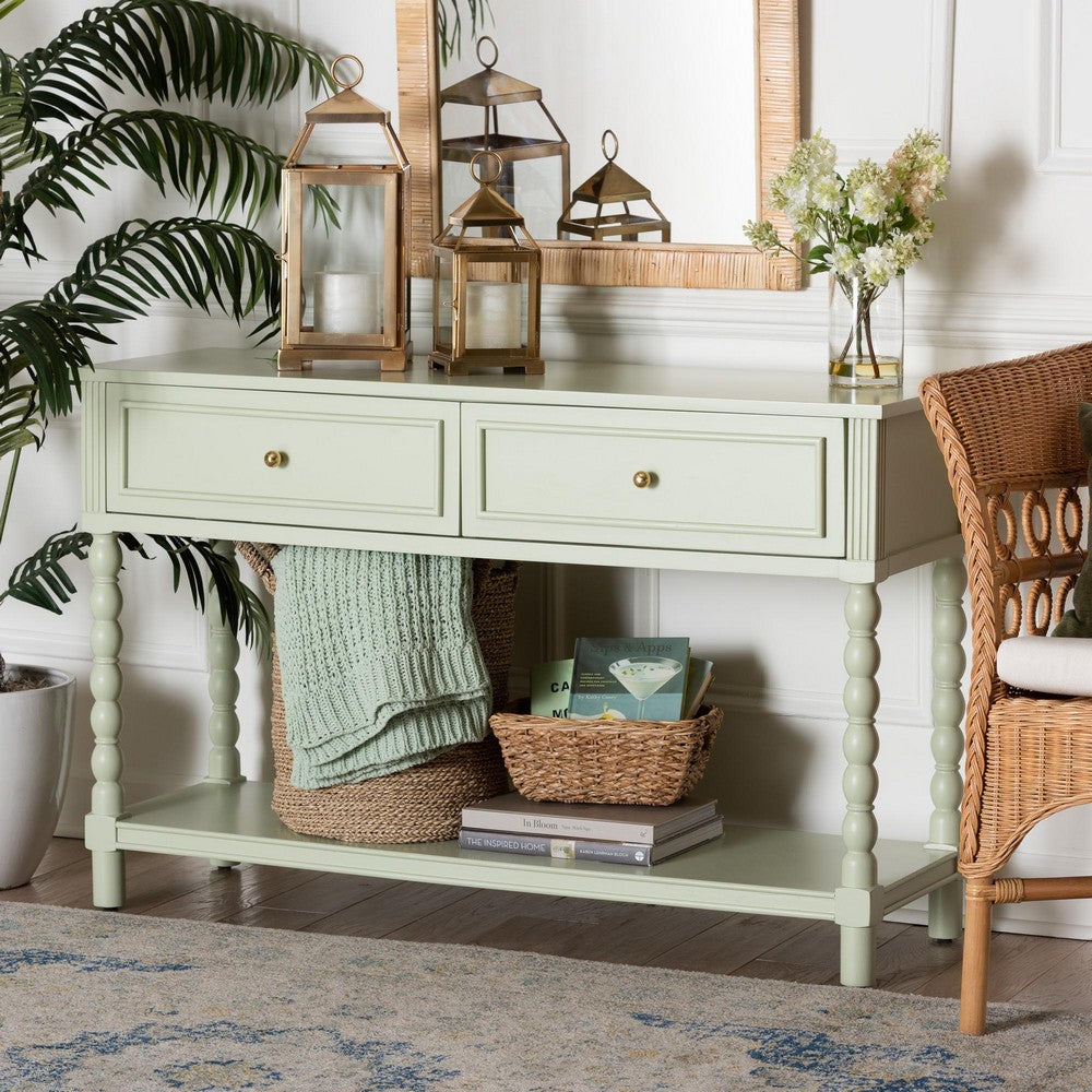 bali & pari - Karnia Console Table in Mint Green - Karnia-Green-Wooden-Console Table view 9