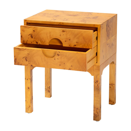 bali & pari - Kayla Nightstand in Light Mappa Burl - SVN-1152-Natural Burl Op1-Kayla-NS view 2