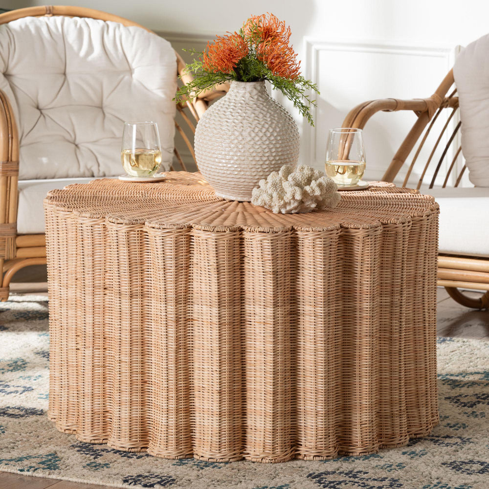 bali & pari - Kensley Coffee Table in Natural Brown - WS179-Natural Rattan-Coffee Table view 5