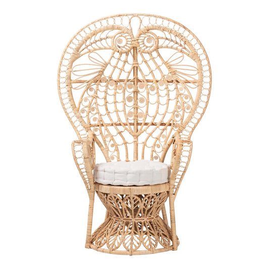 bali & pari - Kimiko Peacock Accent Chair in Natural Brown - WS185-Natural Peacock Rattan-Cushion-Chair view 2