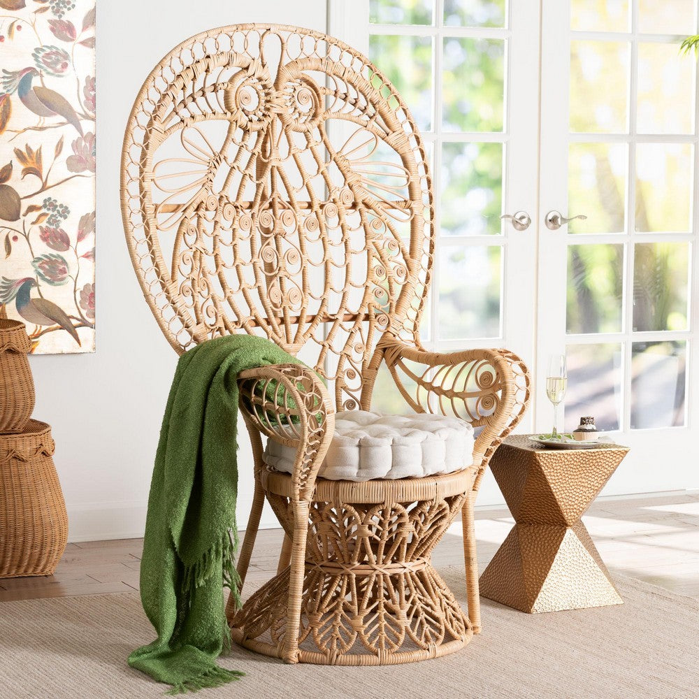 bali & pari - Kimiko Peacock Accent Chair in Natural Brown - WS185-Natural Peacock Rattan-Cushion-Chair view 9